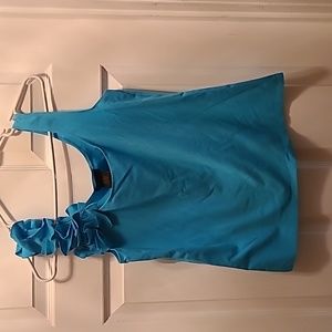 blue tank top with flowers on strap, grace elements, size M NWT